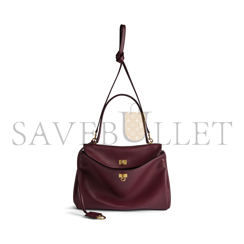 BALENCIAGA WOMEN'S RODEO MEDIUM HANDBAG IN BURGUNDY 7897722AA4V6034 (35*23.3*10.9cm)